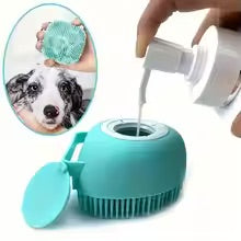 Pet Bath Massaging Brush & Shampoo Dispenser