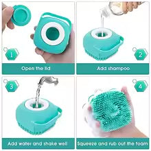 Pet Bath Massaging Brush & Shampoo Dispenser